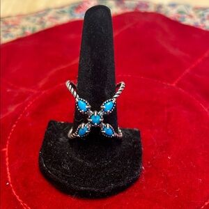 Elegant 925 Silver and Blue Women's Ring Size 10.5